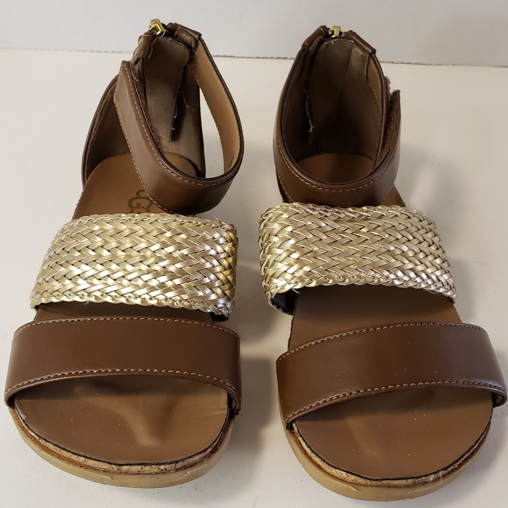 Ugg Australia Kids Marabel Metallic & Chestnut Sandals Girls Size 12